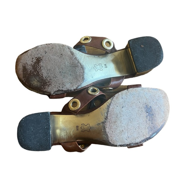 Tory Burch Brown Strappy Sandals with Gold Grommets - Picture 9 of 9